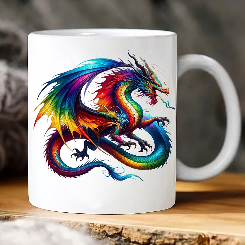 Kaffeetasse mit Drachenmotiv, 312 ml, Keramiktasse, lustige Tasse, lustige Kaffeetasse für Familie/Freunde/Schwester/Kollegin, originelle Kaffeetasse, Trinkgeschirr für Sommer und Winter, Lightinthebox