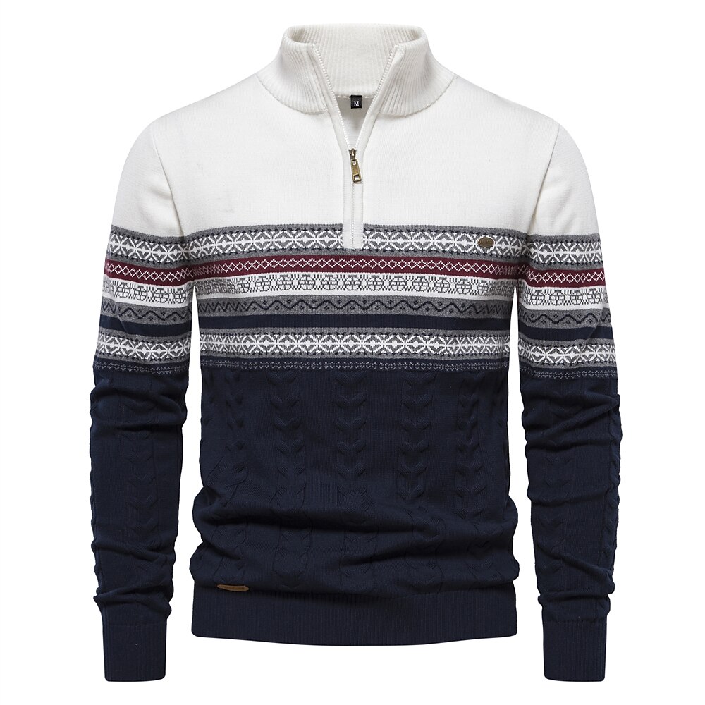 Herren Pullover Gerippt Stricken Stehkragen Bekleidung Bischof Frühling Herbst Weiß Marineblau S M L Lightinthebox