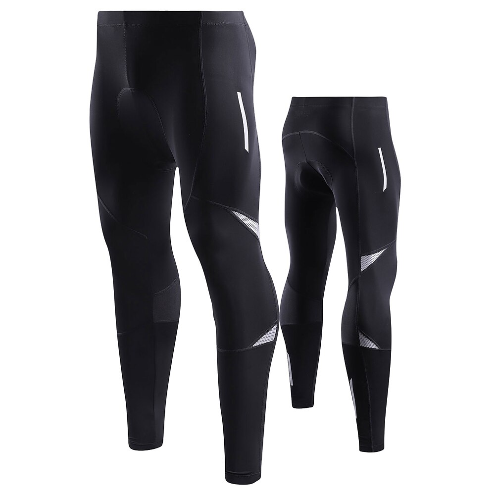 Herren Radhose lang Fahrradhose Fahhrad Leggings Unten Race Fit (engangliegende Passform für Rennen) Sport Schnelltrocknend Reflexstreiffen Dehnbar Schweißableitend Schwarz Blau Bekleidung Lightinthebox