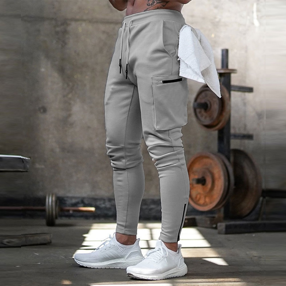 Herren Jogginghose Trainingshose Jogginghose Jogger Kordelzug Handtuchschlaufe Tasche mit Reißverschluss Einfarbig Atmungsaktiv Schnelltrocknend Sportlich Wochenende Strassenmode Casual / sportlich Lightinthebox