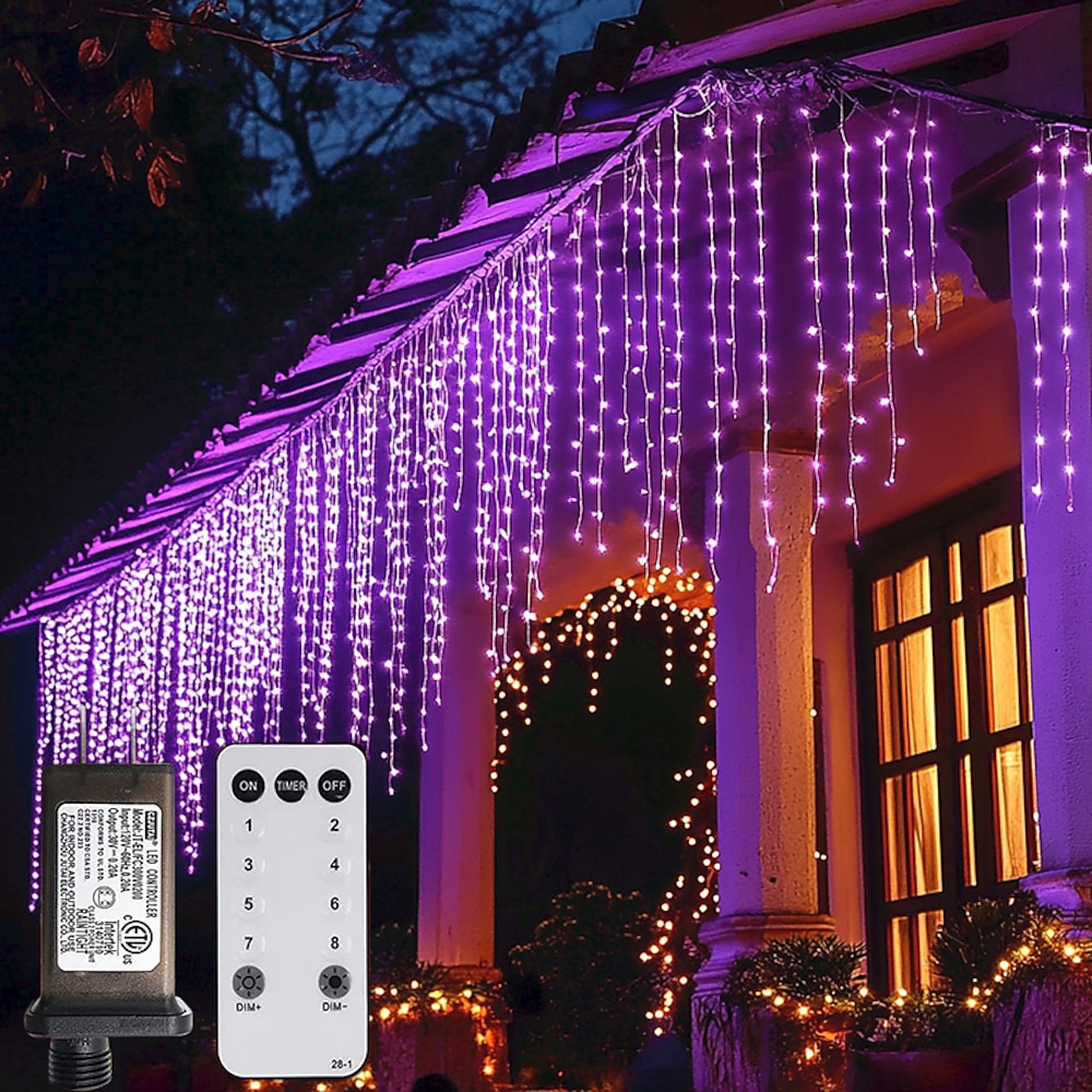 Outdoor Weihnachten Eiszapfen Fenster Vorhang Lichter 6x1m-300led Stecker in 9 Farben Fernbedienung Fenster Wandbehang Licht warmweiß RGB für Schlafzimmer Party Garten Weihnachtsschmuck 31V Lightinthebox