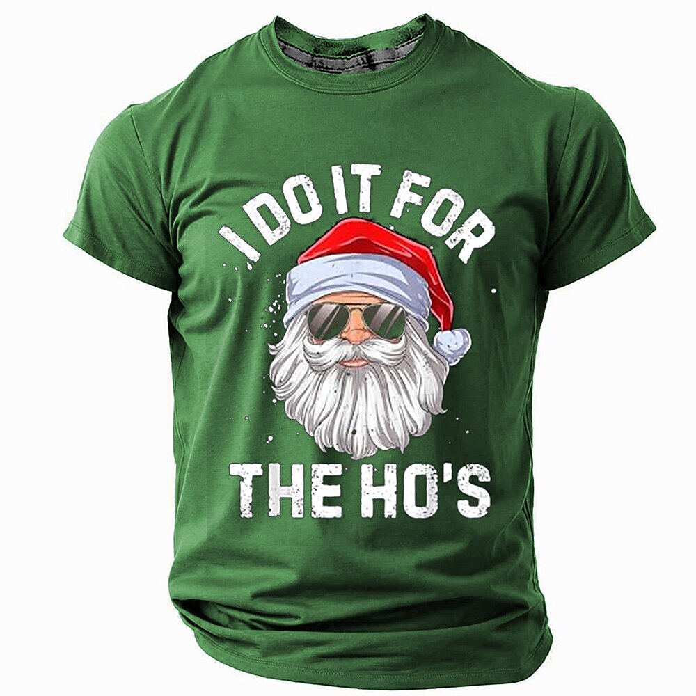 Weihnachts-T-Shirts für Herren, lustige Weihnachts-3D-T-Shirts mit Weihnachtsmann-Motiv, Athleisure-T-Shirt mit 3D-Aufdruck, Party, Straßenlaterne, Blau, Schwarz, Hellgrün, kurzärmlig, Lightinthebox