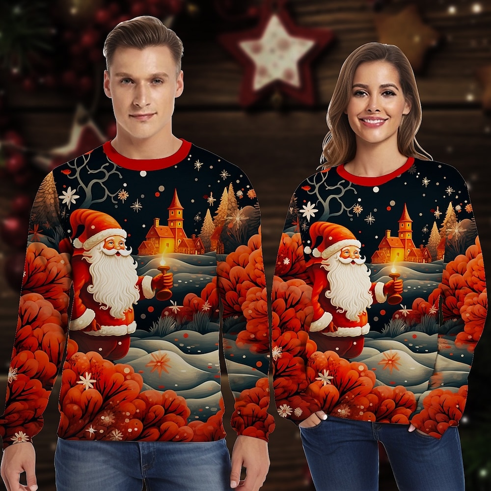 Weihnachten Weihnachtsmann Pullover Lustiges Weihnachts-Sweatshirt 3D-Druck 3D Weihnachten Grafik Für Paar Herren Damen Erwachsene Weihnachten Maskerade 3D-Druck Party Festival Lightinthebox