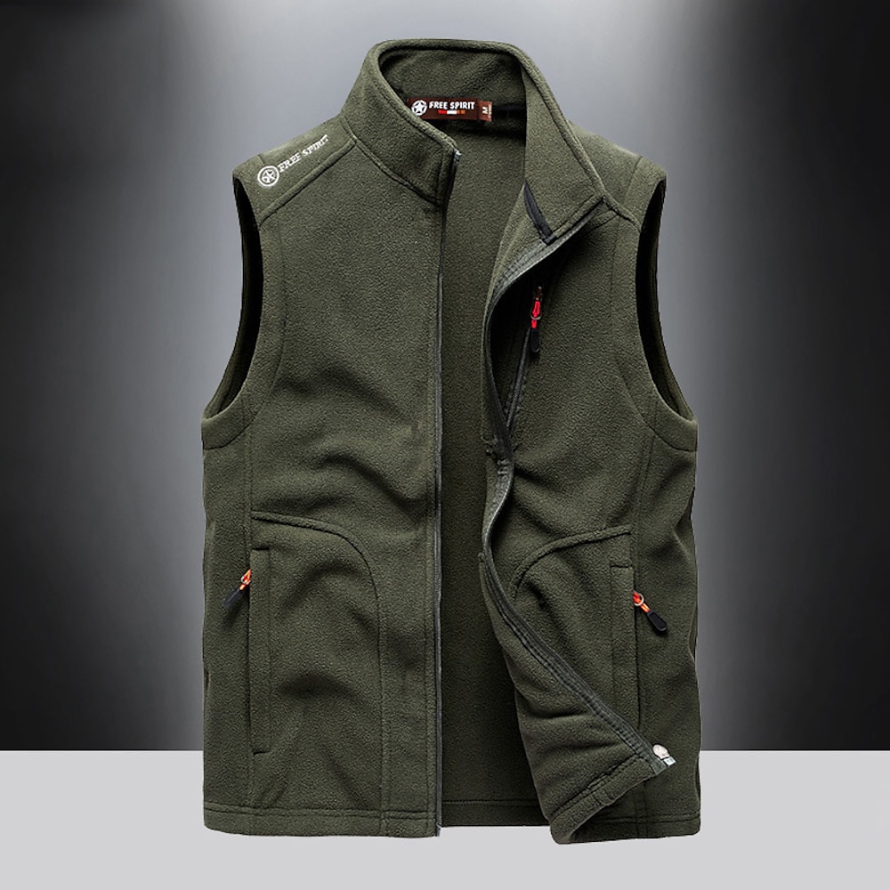 Herren Fleece-Weste Weste Angelweste Weste für Wanderer Täglich Verabredung Urlaub Modisch Brautkleider schlicht Herbst Winter Tasche Vlies Polyester warm Glatt Reisverschluss Ständer Regular Fit Lightinthebox