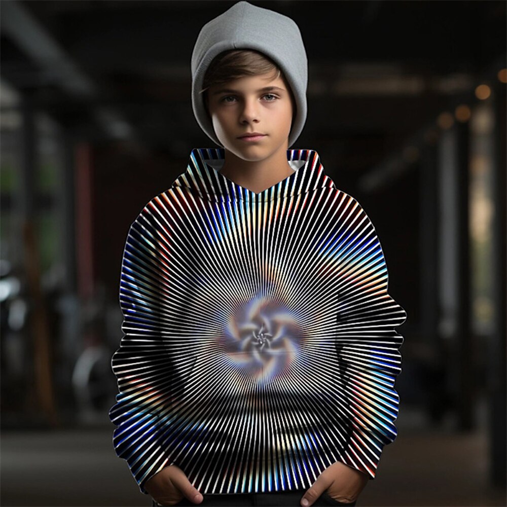 Jungen 3D Graphic Geometrisch Kapuzenshirt Langarm Frühling Herbst Modisch Strassenmode kinderkleidung 4-12 Jahre Mit Kapuze Outdoor Casual Täglich Regular Fit Lightinthebox