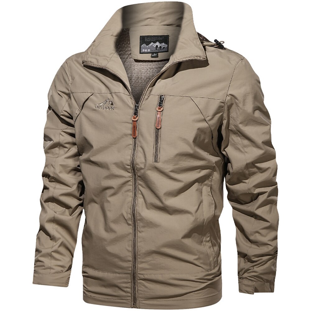 Herren Wanderjacke Draussen Windundurchlässig Wasserdicht Leichte Jacke Windbreaker-Jacke Reisen Schwarz Armeegrün Khaki Dunkelblau Grau Lightinthebox