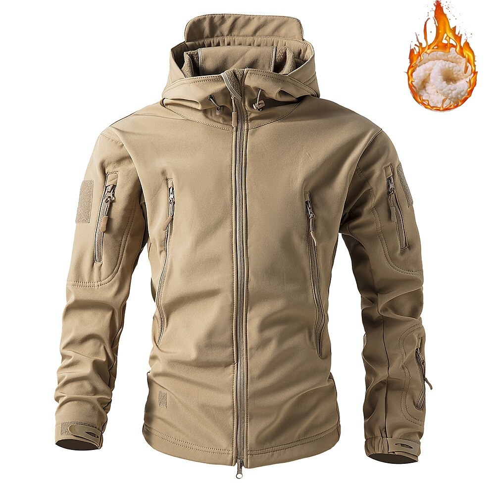 Herren Outdoorjacke Wanderjacke Taktische Jacke Outdoor Regendicht Windbreaker Vlies Winter Herbst Feste Farbe Tropisch Taktisch Standard Schwarz Grün Khaki Hell Gray Jacken Lightinthebox