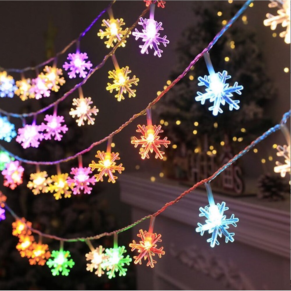 Weihnachtsdeko Lichter Schneeflocke Lichterkette Batterie/USB betrieben 10/20/40 LED Weihnachten Silvester Party Urlaub Haus Garten Balkon Baum Dekoration Lightinthebox