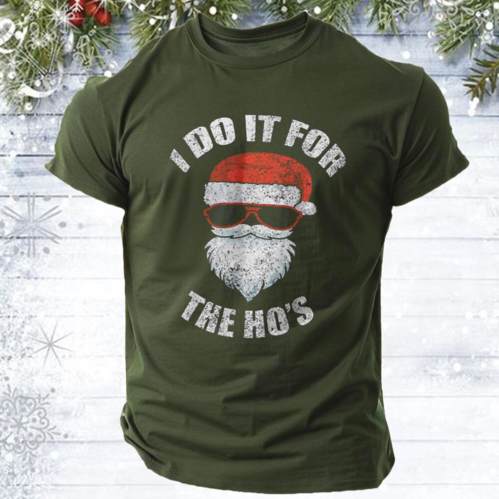 Weihnachts-T-Shirt für Herren, lustiges Weihnachts-T-Shirt mit Grafik, Weihnachtsmann, „I do it for the ho's", 100 % Baumwolle, sportlich, klassisch, kurzärmlig, bequem, T-Shirt, Street-Style, Lightinthebox