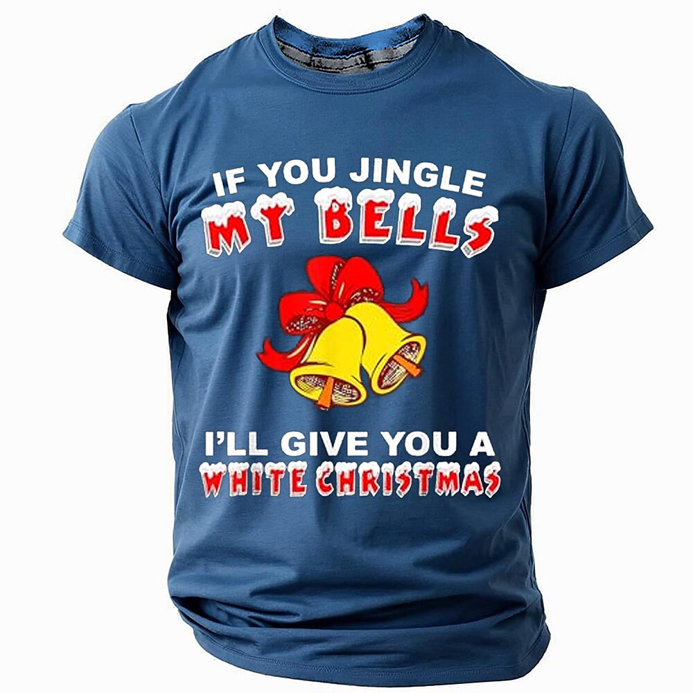 Weihnachten Herren lustige Weihnachten 3D T-Shirts Jingle Bell Casual 3D Druck Party Urlaub rot blau Rundhals 3D Druck Frühlingamp;Sommer-Designerhemd Lightinthebox