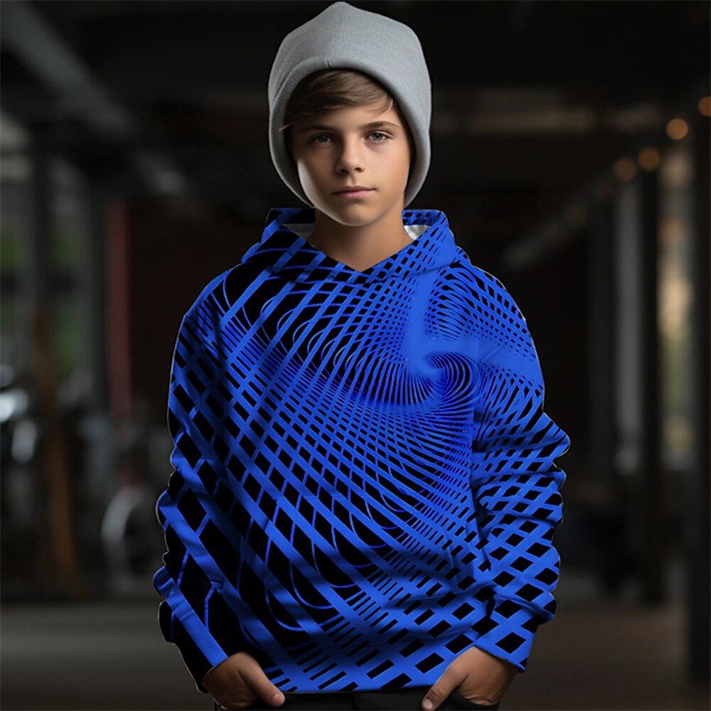 Jungen 3D Graphic Geometrisch Kapuzenshirt Langarm Frühling Herbst Modisch Strassenmode Polyester kinderkleidung 4-12 Jahre Mit Kapuze Outdoor Casual Täglich Regular Fit Lightinthebox