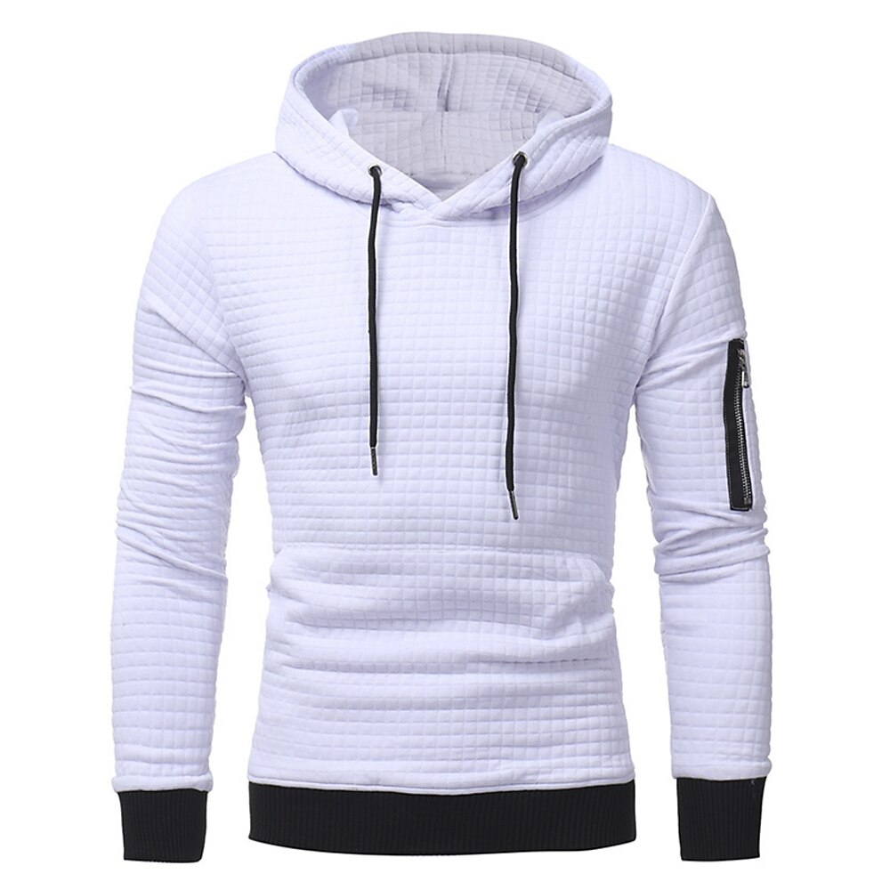 Herren Hoodie Sweatshirt Kapuze Schwarz Weiß Hellgrau Dunkelgray Mit Kapuze Glatt Kordelzug Vordertasche Sport Natur Täglich Festtage Strukturiert Strassenmode Basic Brautkleider schlicht Frühling Lightinthebox