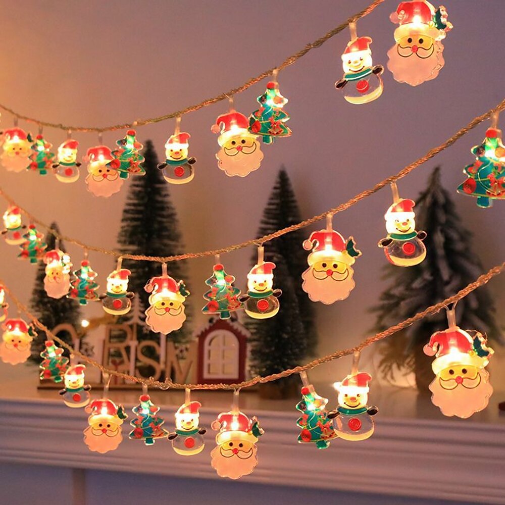 Weihnachts-LED-Lichterkette, 10/20 LEDs, Weihnachts-Schneemann-Baumdekoration, wasserdichte Girlande, USB-/batteriebetrieben, Feiertage, Neujahr, Weihnachten, Zuhause, Schlafzimmer, Party, Hochzeit, Lightinthebox