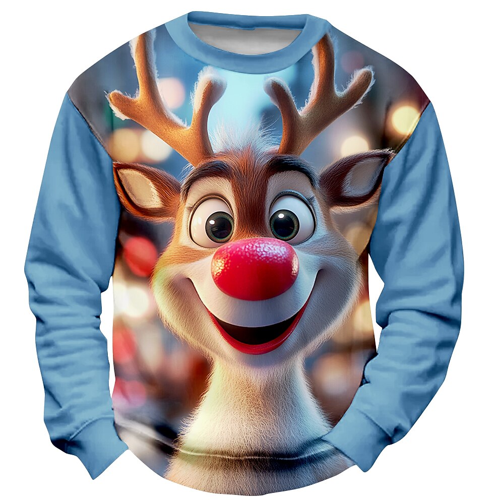 Weihnachten Herren lustige weihnachten Sweatshirts Pullover Sweatshirt Pullover Langarm Sweatshirt mit Kapuze Rundhalsausschnitt Kuschelig 3D-Druck Weihnachten Schwarz Rote Rundhalsausschnitt 3D-Druck Lightinthebox