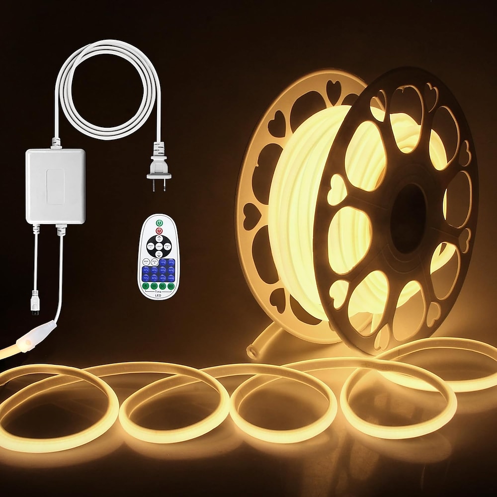 COB LED Lichtstreifen, 3-40 Meter Lichtstreifen, IP65, wasserdicht, 288 LEDs/m, superheller weißer LED-Streifen mit 24-Tasten-IR-Fernbedienung, geeignet für Schlafzimmer, Küche, Außendekoration, Lightinthebox