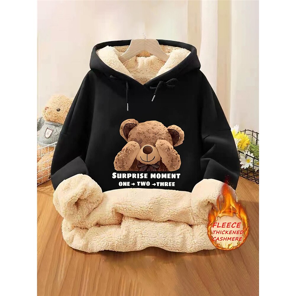 Damen Hoodie Sweatshirt Kapuze Polyester Vlies Tier Buchstabe Strasse Alltagskleidung Tasche Bedruckt Brautkleider schlicht Komfort Kapuzenpullover Langarm Mikro-elastisch Herbst Winter Herbst Winter Lightinthebox