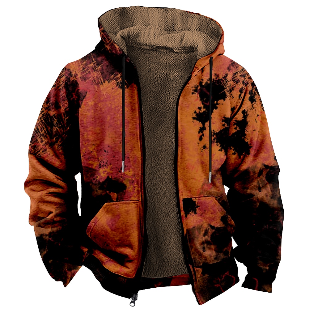 Herren Stelle Flamme Vlies Hoodie Sweatshirt Kapuze Hoodies Hoodie Sweatshirt Kapuze Langarm Sweatshirt mit Kapuze Mit Kapuze Modisch 3D-Druck Party Strassenmode Rote Blau Kordelzug Herbst Winter Lightinthebox