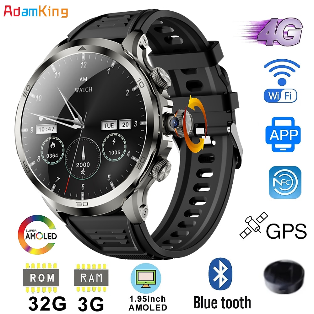 696 H19 Smartwatch 1.95 Zoll Smartwatch Fitnessuhr Bluetooth Schrittzähler Anruferinnerung Schlaf-Tracker Kompatibel mit Android iOS Herren GPS Freisprechanlage Kamera IP 67 52mm Uhrengehäuse Lightinthebox