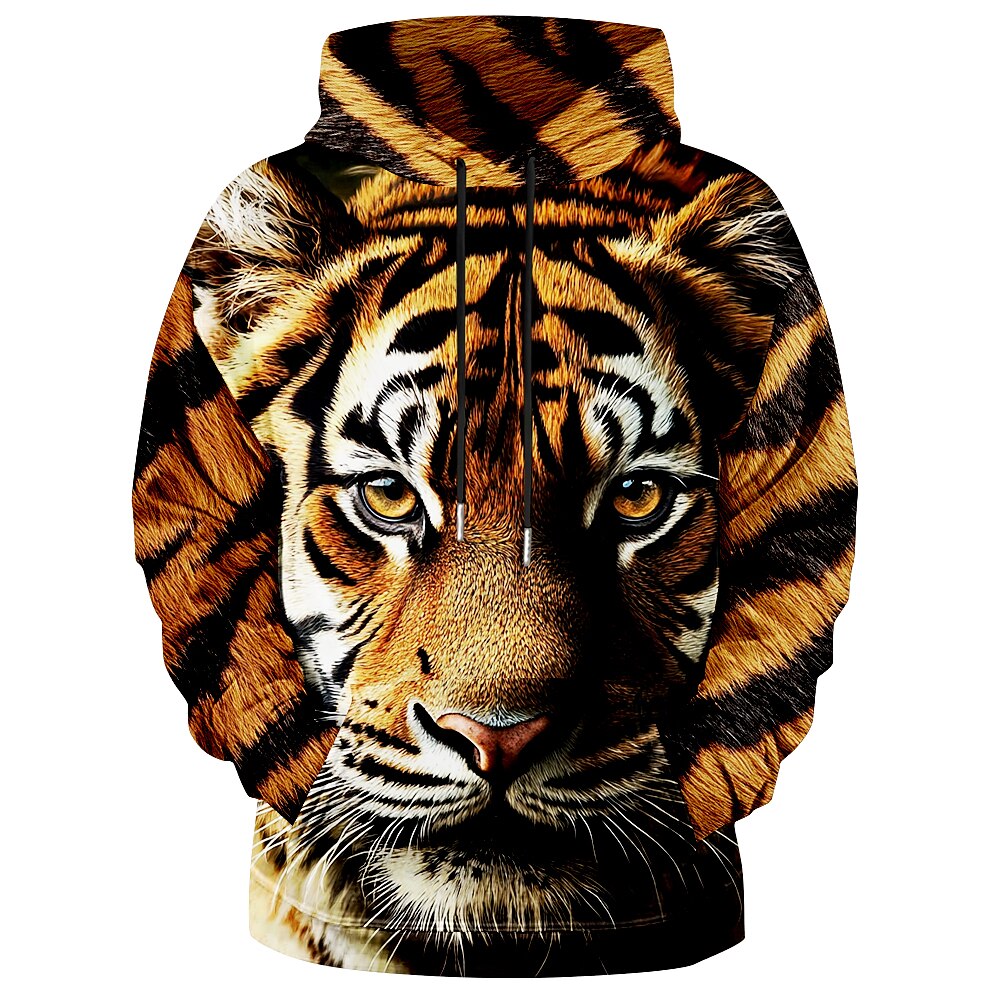 Herren Tiger Hoodie Sweatshirt Kapuze Hoodies Pullover Hoodie Sweatshirt Kapuze Langarm Sweatshirt mit Kapuze Mit Kapuze Täglich 3D-Druck Sports Outdoor Urlaub Strassenmode Orange Bedruckt Lightinthebox