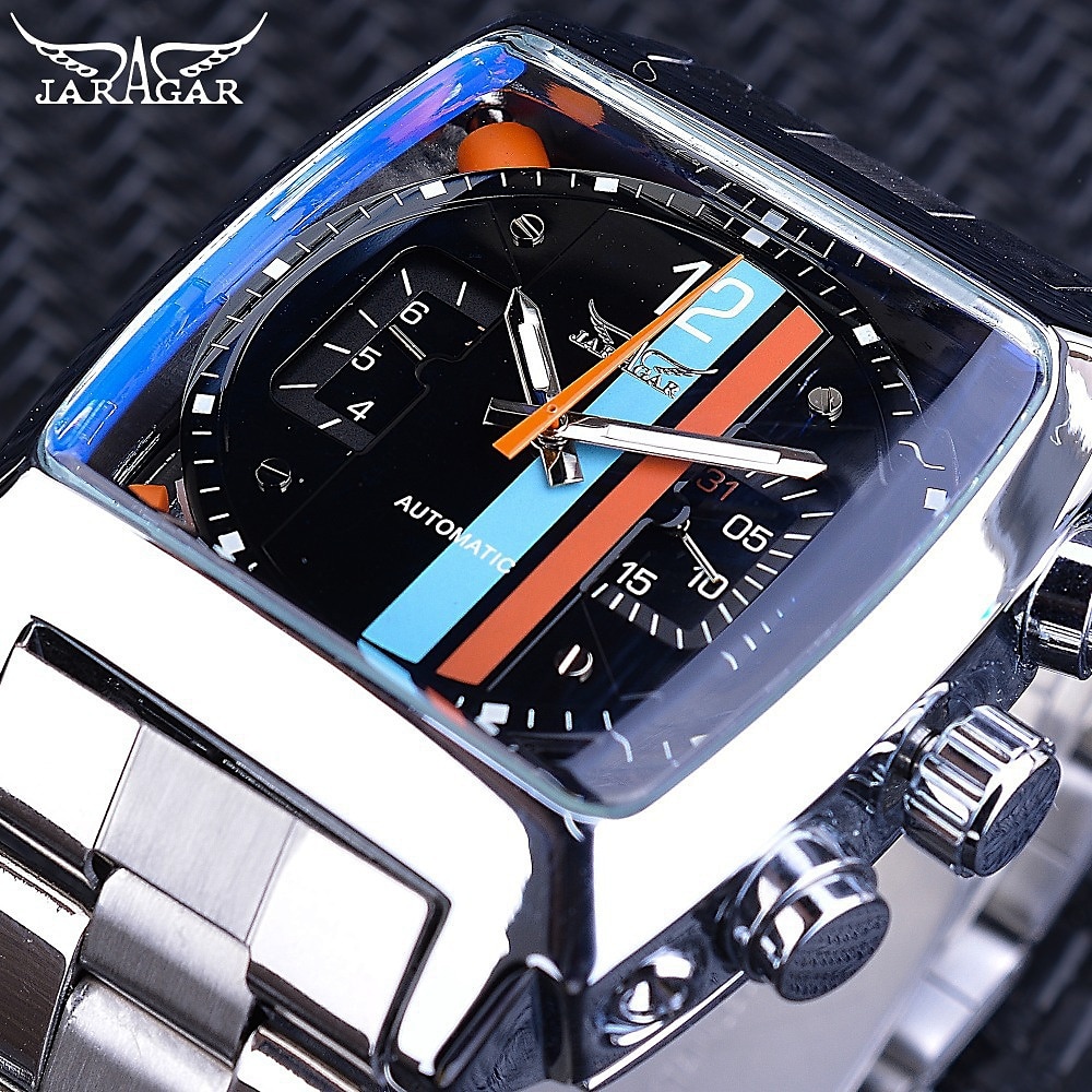 Jaragar 569 Herren Automatik Mechanische Uhr Mode Retro Design Quadratisches Zifferblatt Datum Woche Wasserdicht Stahlband Freizeit Armbanduhr Lightinthebox