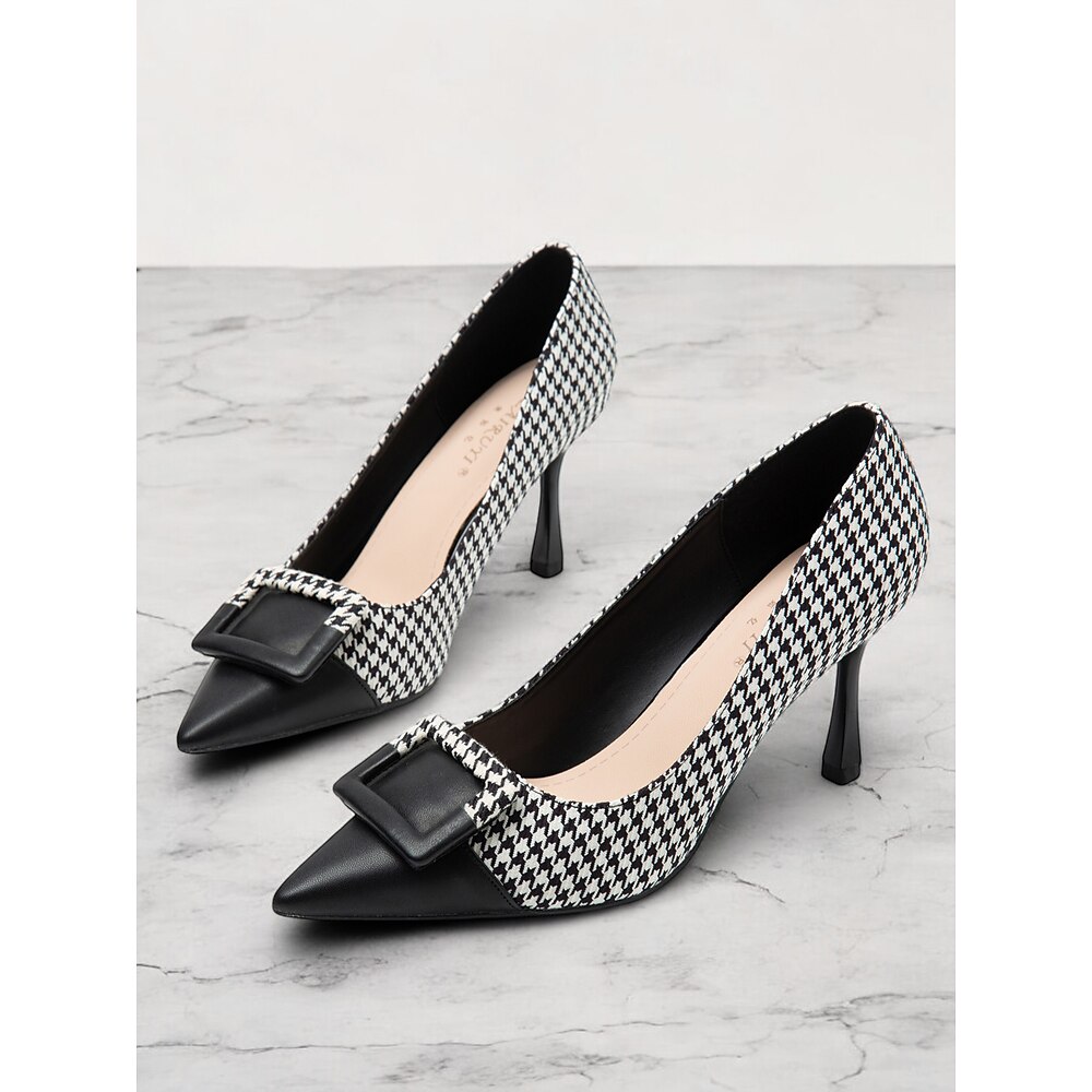 Damen High Heels mit Hahnentrittmuster und spitzer Spitze und Schnallendetail - elegante Stiletto-Pumps fürs Büro und formelle Anlässe Lightinthebox