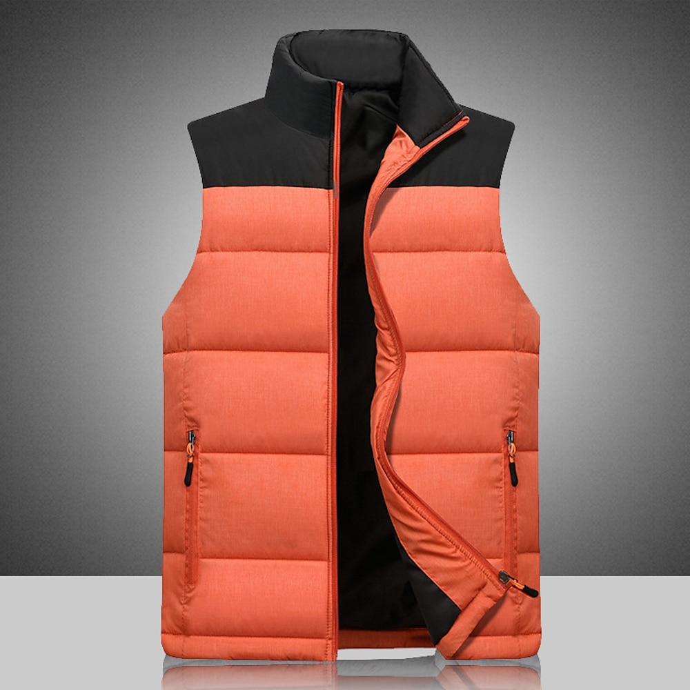 Herren Puffer Weste Weste Steppweste Täglich Verabredung Urlaub Modisch Brautkleider schlicht Herbst Winter Tasche mit Reißverschluss Polyester warm halten Komfortabel Farbblock Reisverschluss Ständer Lightinthebox