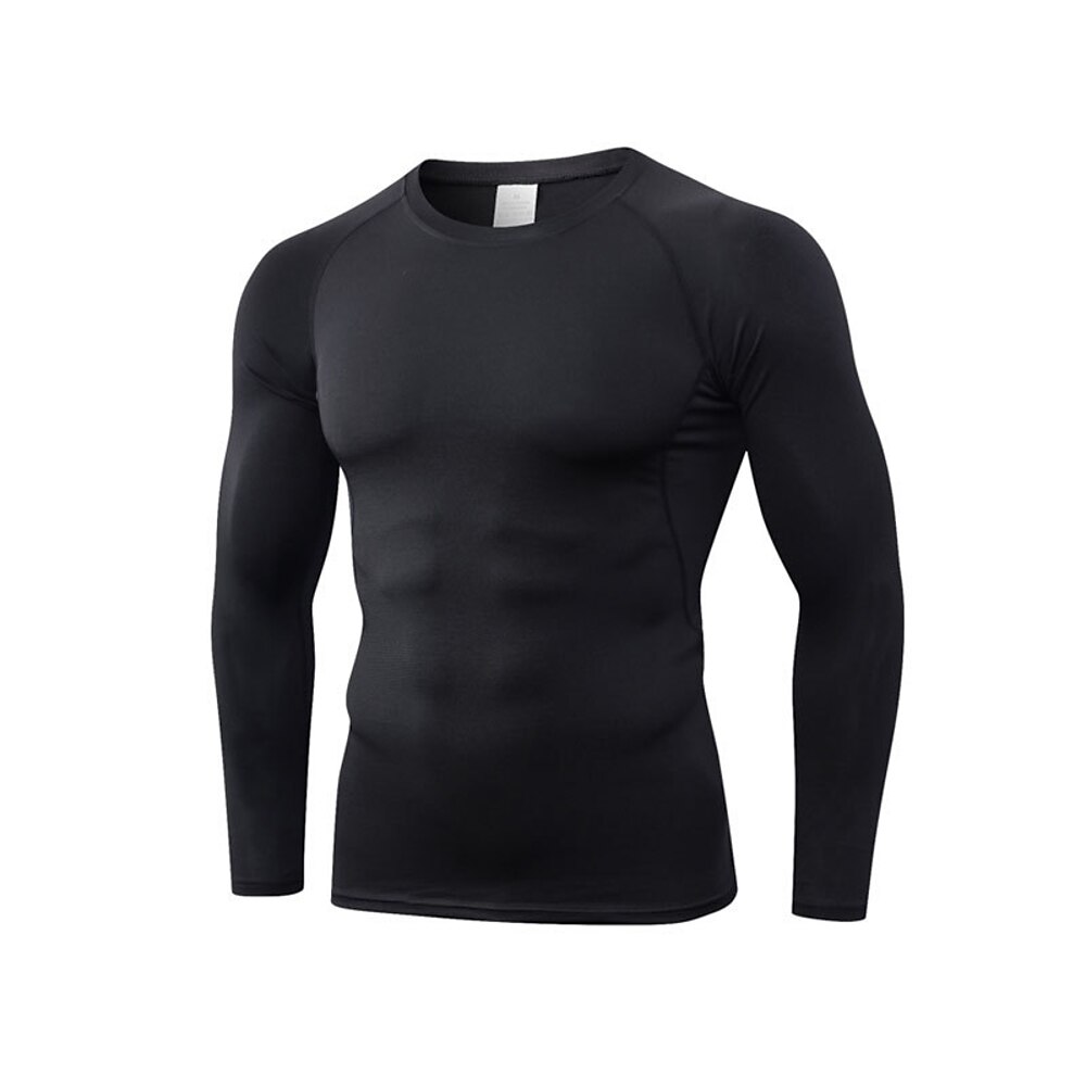 Herren Laufshirt Sport Top Funktionsshirt Langarm T-Shirt Casual Athlässigkeit Herbst Atmungsaktiv Schnelltrocknend Fitnesstraining Laufen Gehen Sportbekleidung Sportkleidung Einfarbig Schwarz Wei Lightinthebox