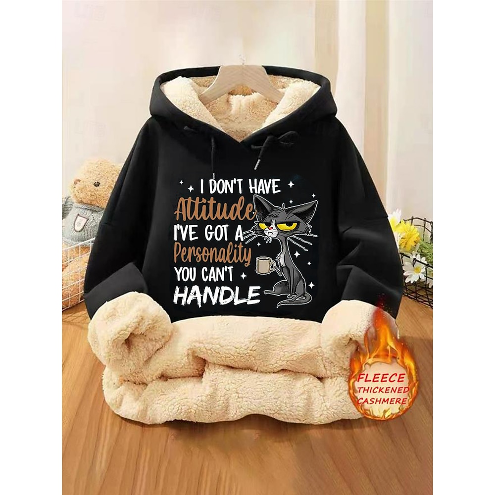 Damen Kapuzenpullover Sweatshirt Fleece Tier Buchstaben Street Alltagskleidung Taschendruck Lässig Bequem Kapuzenpullover Langarm Mikroelastisch Herbst Winter Herbstamp;Winterkomfort, Lightinthebox
