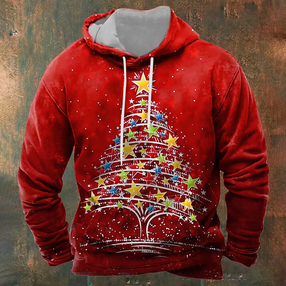 Weihnachten Herren Weihnachtsbaum 3D Hoodies hässlich täglich 3D Druck Sport Outdoor Urlaub Streetwear Hoodies rot Kapuzendruck Fronttasche Frühlingamp;Herbst Designer Shirt Lightinthebox