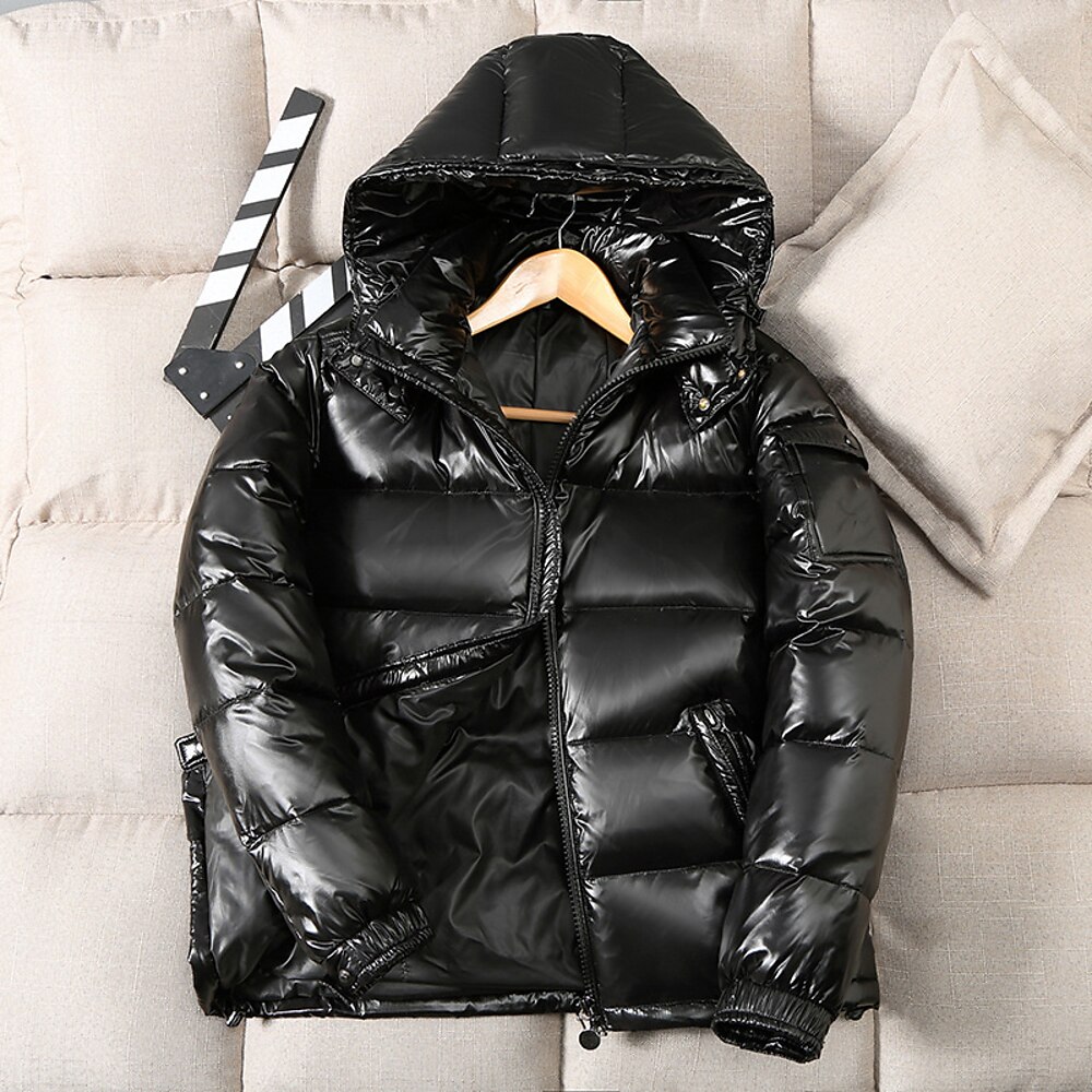 Herren Winterjacke Daunenjacke puffer jacket Gepolstert Tasche Weiße Entendaunen Freizeitskleidung Verabredung Urlaub Standard Modisch Brautkleider schlicht Komfortabel warm Herbst Winter Solide Lightinthebox