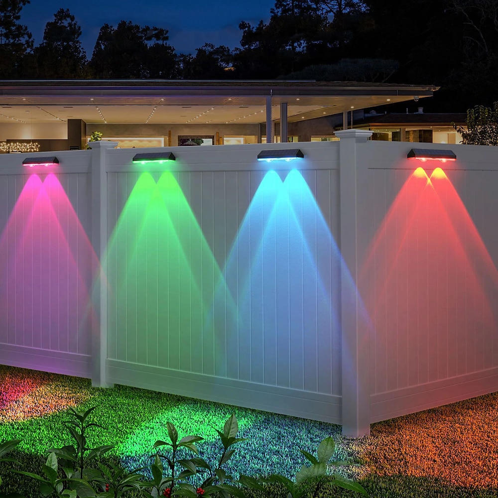 2/4 Stück Solar-Zaunlicht RGB-Farbwechsel Solar-Wandlampe für den Außenbereich Gartendeko Stufenlampe IP65 wasserdicht Wegwand Treppenlampe Balkon Veranda Beleuchtung Dekoration Lightinthebox