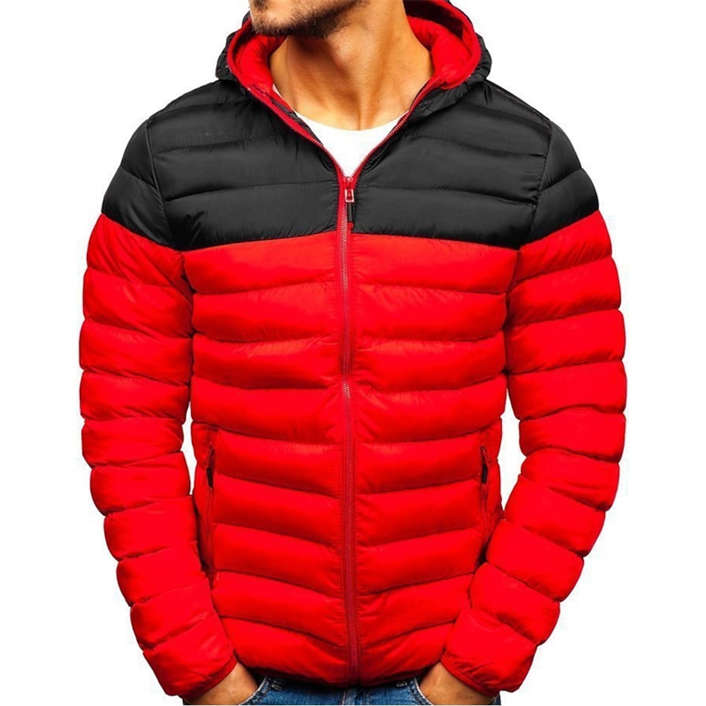 Herren puffer jacket Steppjacke übergangsjacke Gefütterte Jacke Tasche Polyester Fleece-Futter Freizeitskleidung Verabredung Urlaub Standard Modisch Brautkleider schlicht Komfortabel warm Herbst Lightinthebox