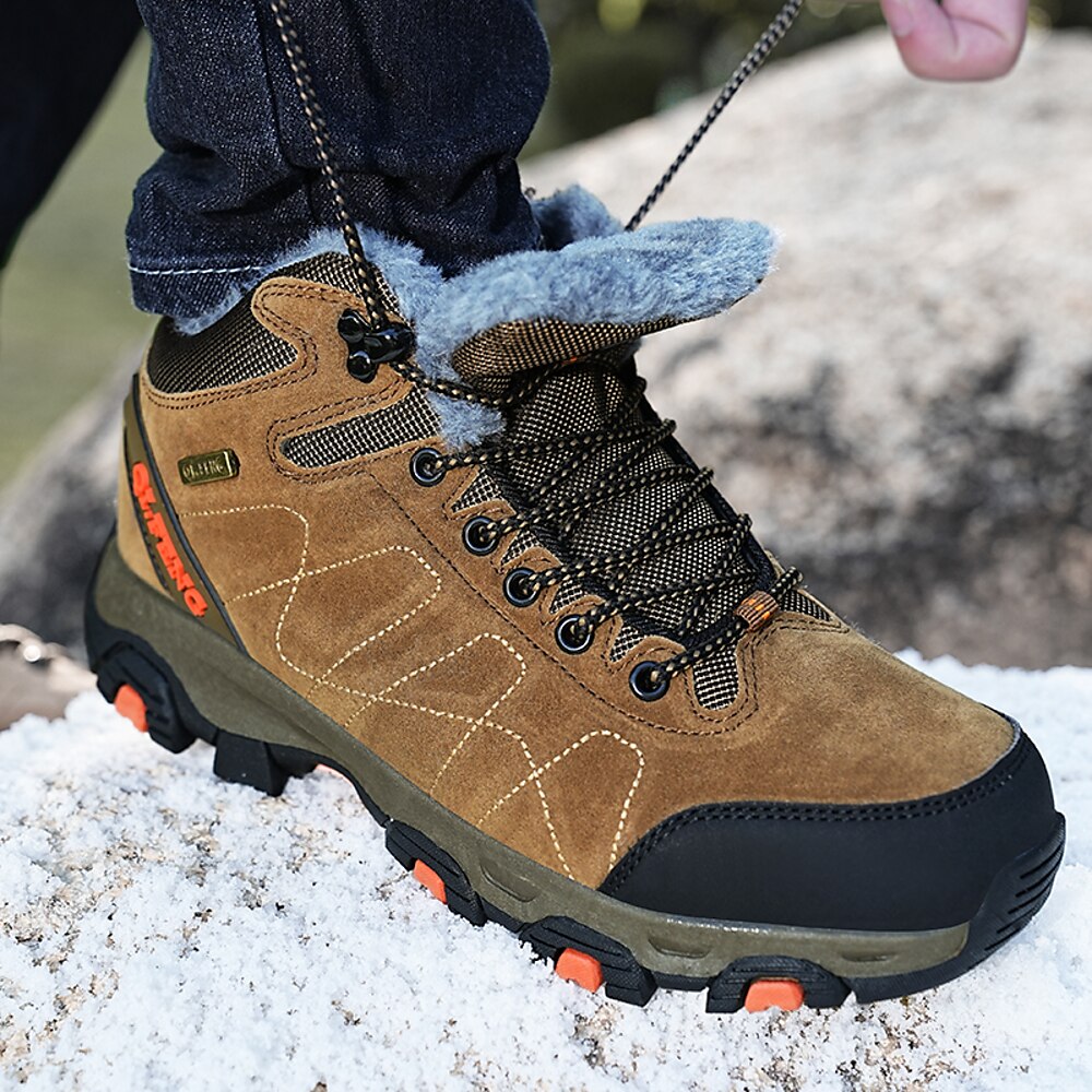 wasserdichte Herren Wanderschuhe mit warmem Fleecefutter - hohe Outdoor-Winterschuhe mit rutschfester Sohle Lightinthebox