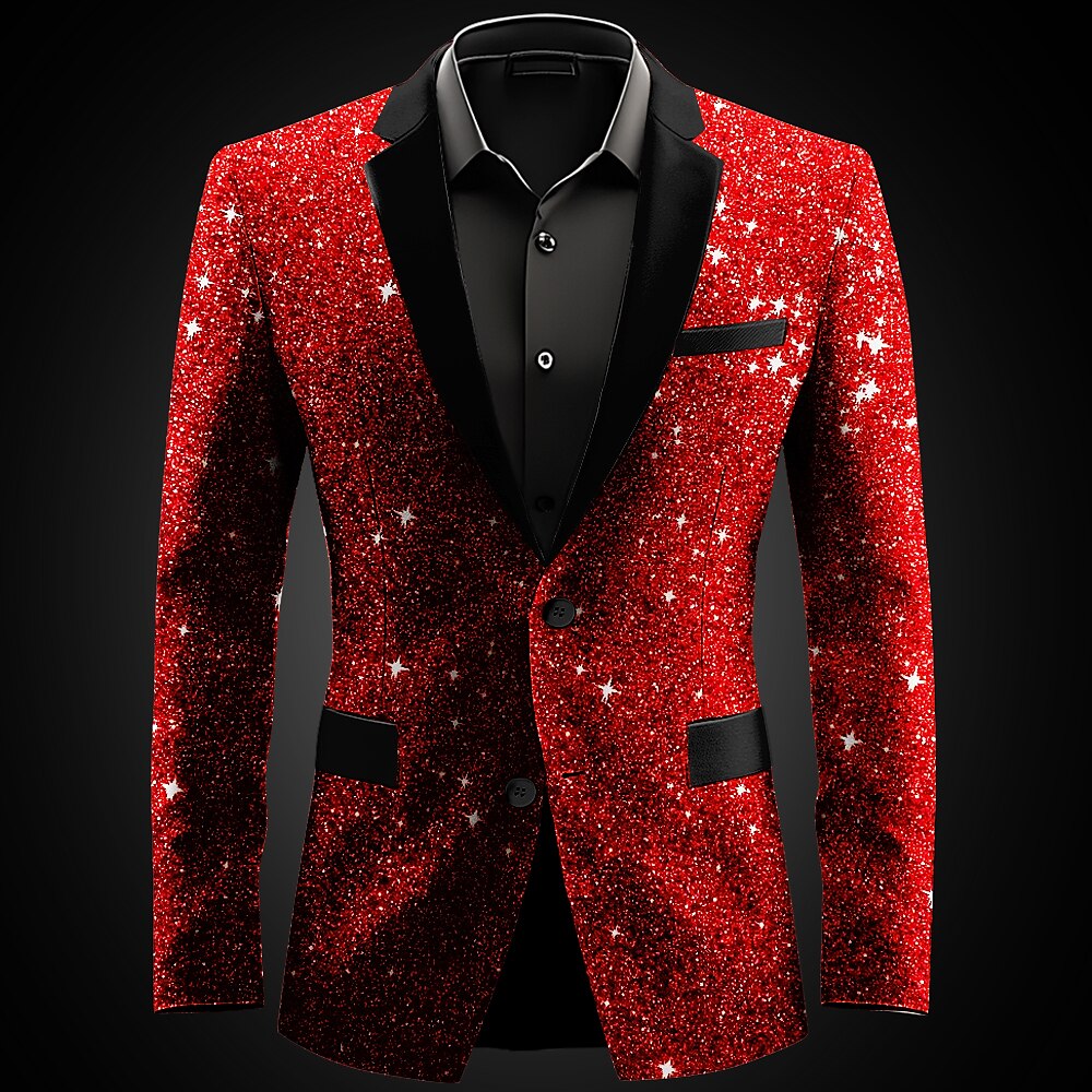 Weihnachtsblazer für Herren mit Weihnachtsszenen-Print, künstlerischer Freizeitmantel, Blazerjacke, atmungsaktiv, bequem, für Partys, Abende, Alltagskleidung, Knopfleiste, 3D-Print, mehrere Taschen, Lightinthebox