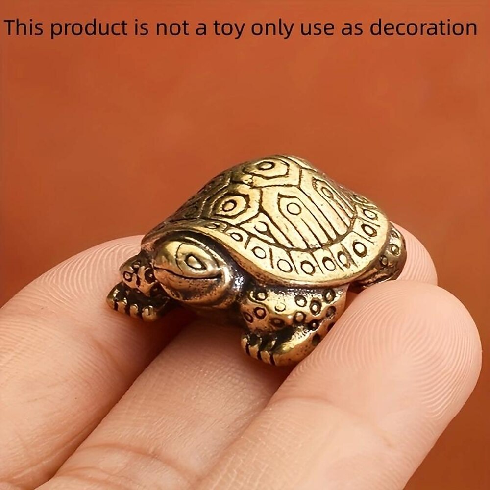 Antikes Messing-Ornament für langlebige Schildkröte, glückverheißende Wohndekoration, kleines Geschenk für Tee-Haustier-Liebhaber Lightinthebox