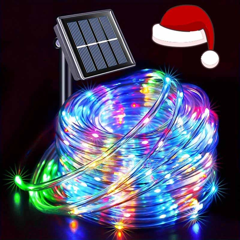 7m-50leds/12m-100leds/22m-200leds Weihnachts-Solarröhrenlampe für den Außenbereich, Innenhof, Balkon, Zaun, Treppe, festliche Atmosphäre, dekorative Lichterkette Lightinthebox