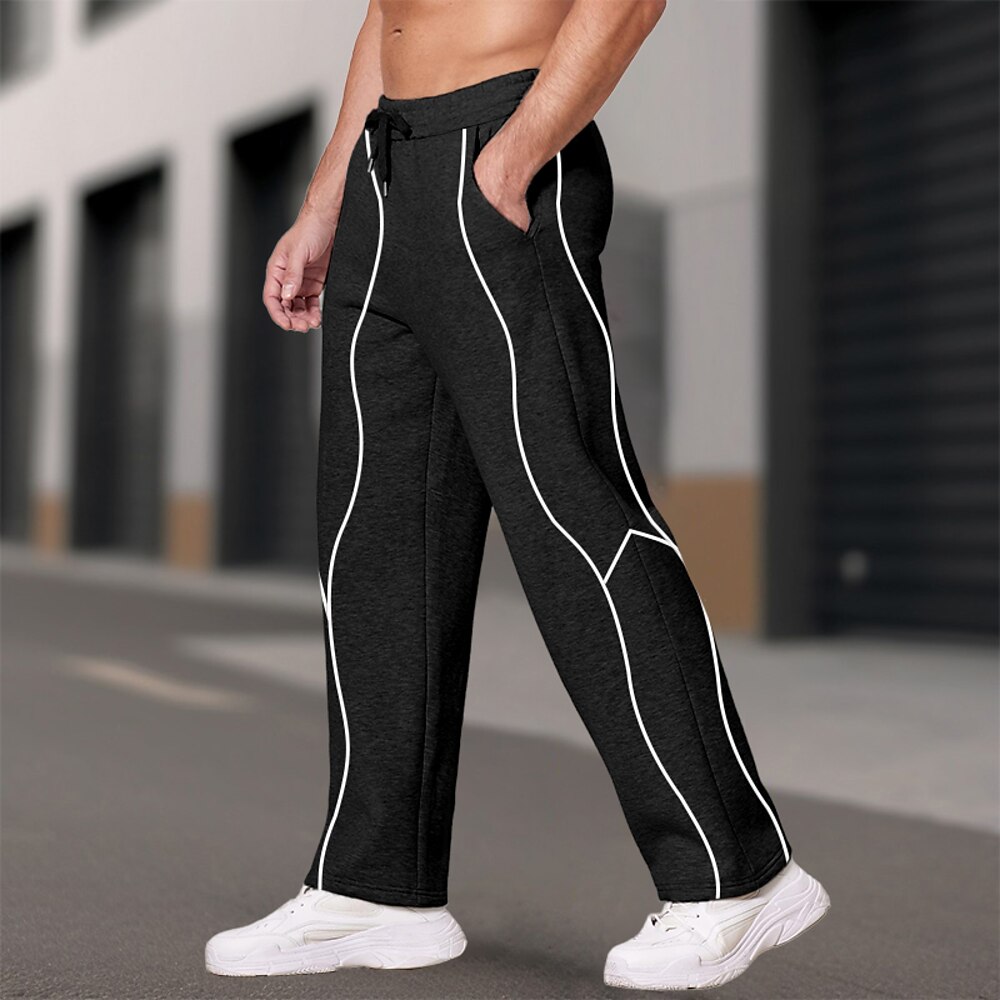 Herren Jogginghose Trainingshose Jogginghose Jogger Hose Hosen Jogginghose mit geradem Bein Gefaltet Kordelzug Elastische Taille Farbblock Glatt Komfort Sport In voller Länge Sports Outdoor Täglich Lightinthebox