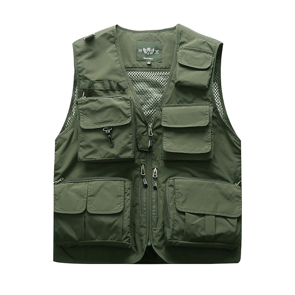 Herren Weste für Wanderer Wander-Fleeceweste Ärmellos Weste Außen Atmungsaktiv Komfortabel Tasche Polyester Dunkelgrau Schwarz Gelb Jagd Angeln Klettern Lightinthebox