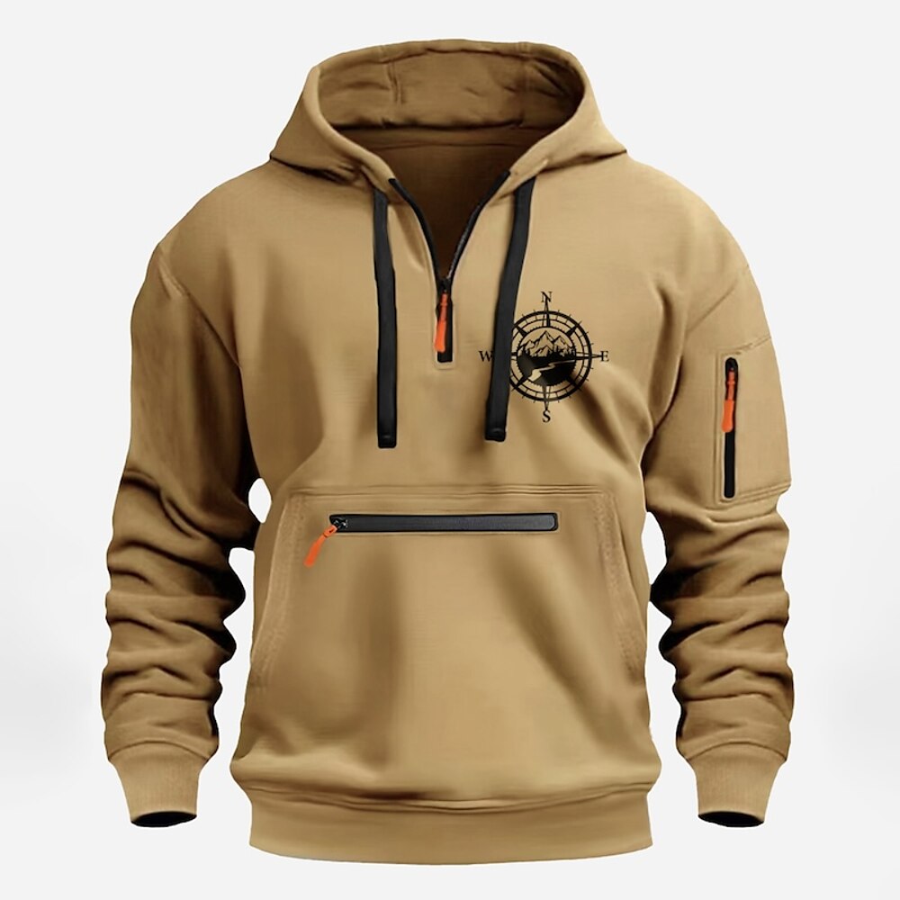 Herren Hoodie Sweatshirt Kapuze Kapuzenpullover mit Reißverschluss Taktischer Kapuzenpullover Marineblau Kamel Hellgrau Dunkelgray Mit Kapuze Graphic Bedruckt Tasche Bedruckt Vordertasche Täglich Lightinthebox