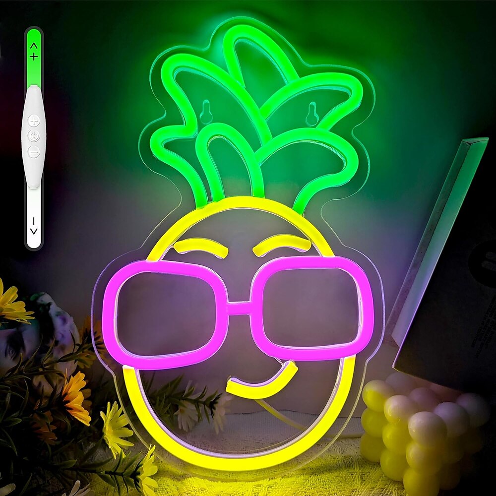 Ananas-Neonschild, USB-betriebenes LED-Neonlicht für ästhetische Wohndekoration, Hochzeit, Schlafzimmer, Party, Jugendzimmer Wanddekoration für den Laden Lightinthebox