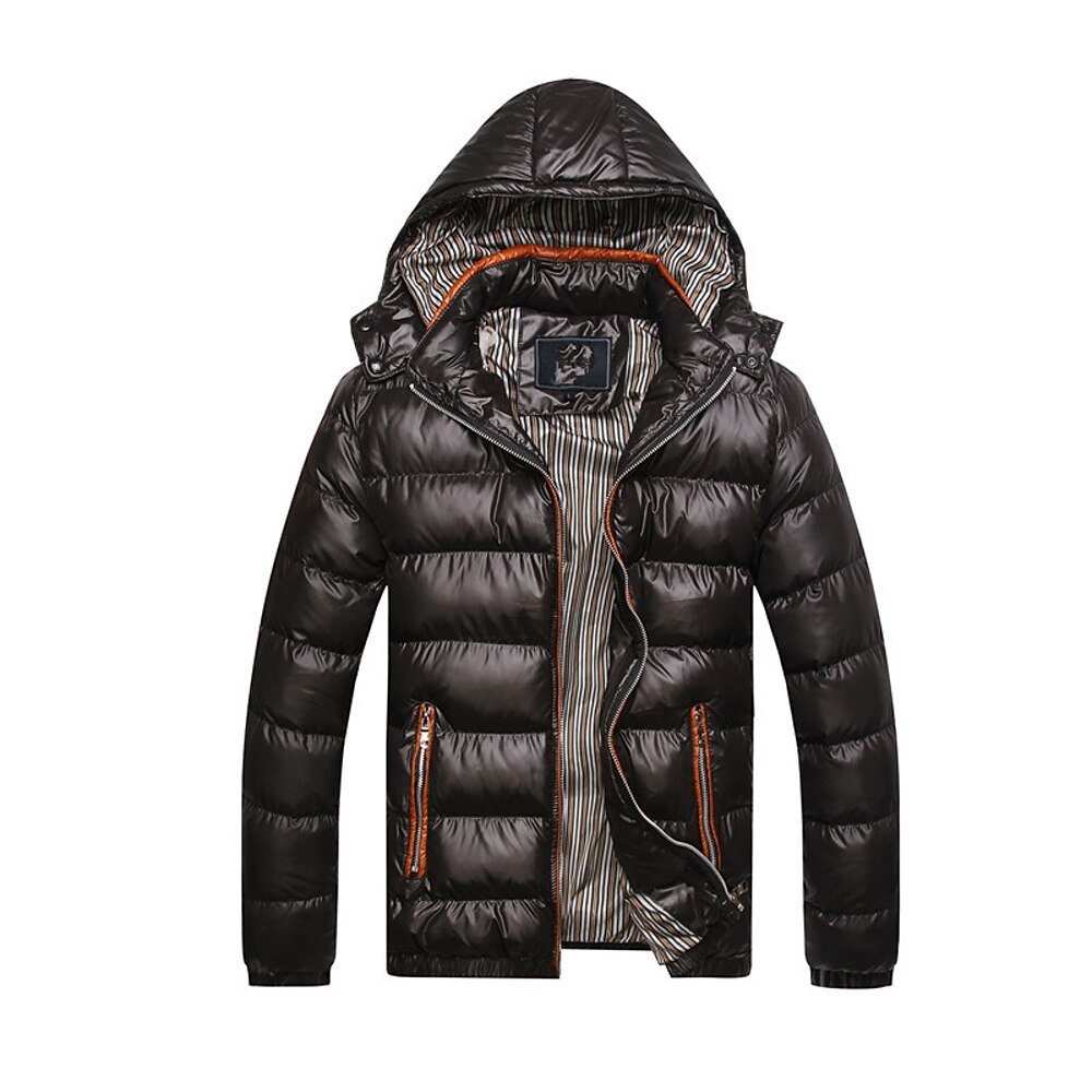 Herren Winterjacke puffer jacket Steppjacke übergangsjacke Gefütterte Jacke Tasche Polyester Fleece-Futter Freizeitskleidung Verabredung Urlaub Standard Modisch Brautkleider schlicht Komfortabel warm Lightinthebox