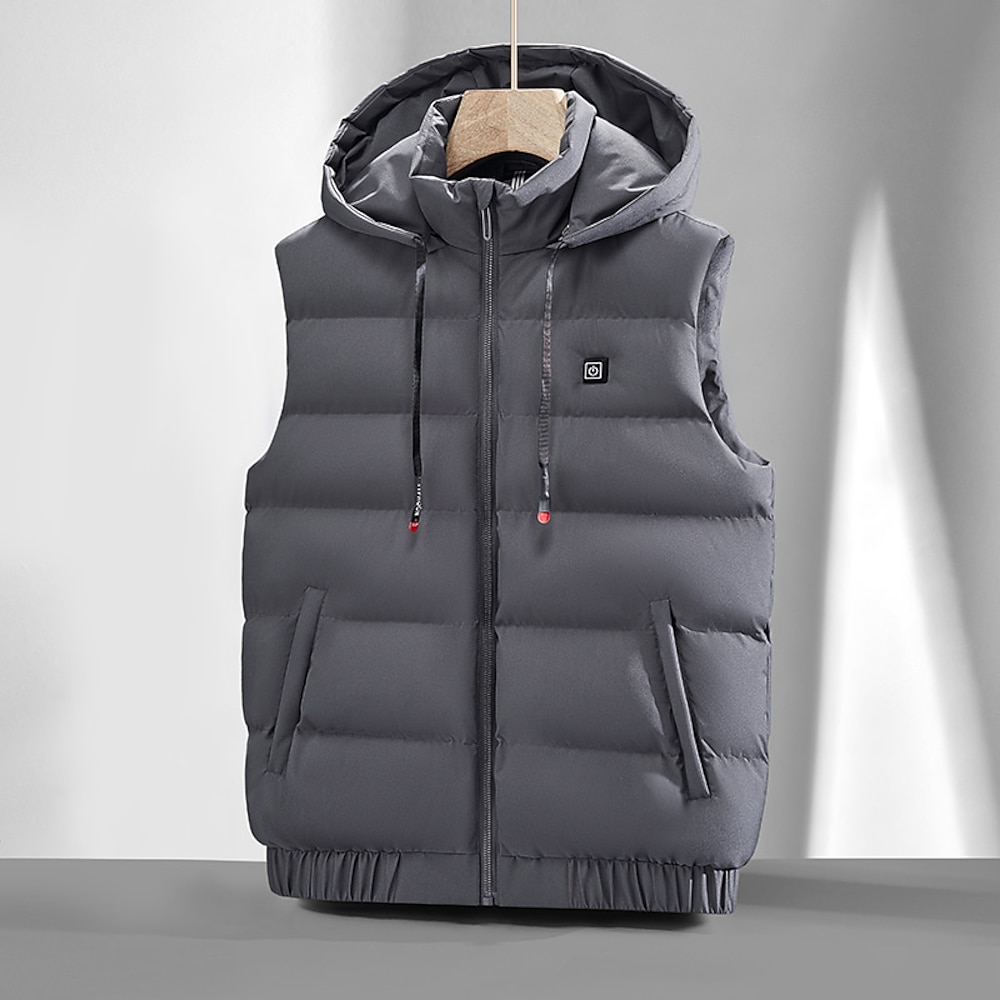 Herren puffer jacket Puffer Weste Weste Steppweste Täglich Verabredung Urlaub Modisch Brautkleider schlicht Herbst Winter Tasche Polyester warm halten Komfortabel Glatt Reisverschluss Mit Kapuze Lightinthebox