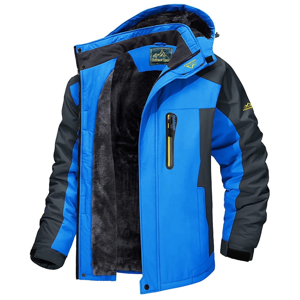 Herren Kapuzenjacke Skijacke Wanderfleecejacke Winter Outdoor Thermo Warm Fleecefutter Wasserdicht Winddicht Oberbekleidung Windbreaker Softshelljacke Mantel Skifahren Ski Snowboard Angeln Schwarz Lightinthebox