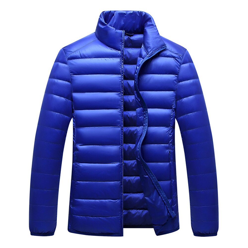 Herren Winterjacke Daunenjacke puffer jacket Gepolstert Tasche Weiße Entendaunen Freizeitskleidung Verabredung Urlaub Standard Modisch Brautkleider schlicht Komfortabel warm Herbst Winter Solide Lightinthebox