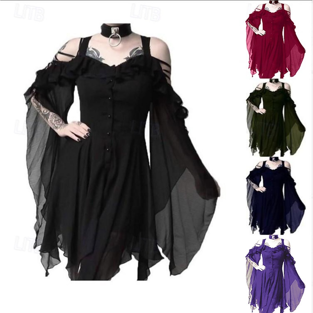 Retro Vintage Punk Gothic Mittelalterlich Kleid Maskerade Hexe Damen Halloween Karneval Maskerade Halloween Veranstaltung / Fest Erwachsene Kleid Lightinthebox