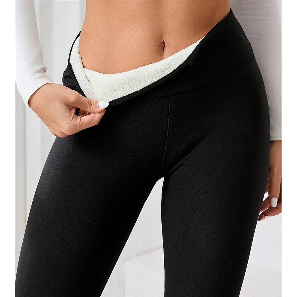 Damen Yogahose Yoga Leggings lauftights Mit Fleece gefütterte Leggings Hoher Taillenbund Yoga Fitnesstraining Pilates Leggings Schwarz Burgund Dunkelmarine Vlies Herbst Winter Sport Sportkleidung Lightinthebox