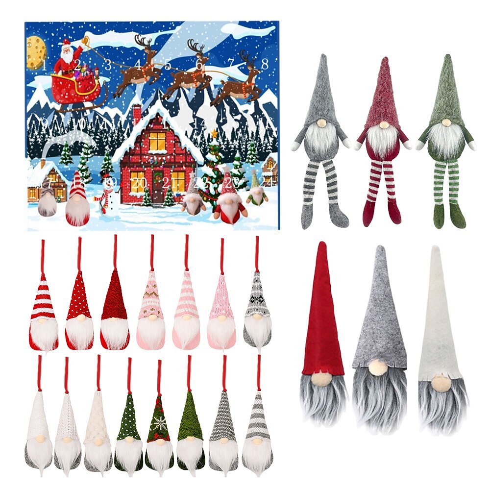 Weihnachtswichtel-Adventskalender 2024, 24-teiliger Zwergendekor, Weihnachts-Countdown-Adventskalender, Gonks-Zwergpuppe, Sammlerspielzeugfiguren, Weihnachtsferien-Adventskalender-Ornament für Kinder Lightinthebox