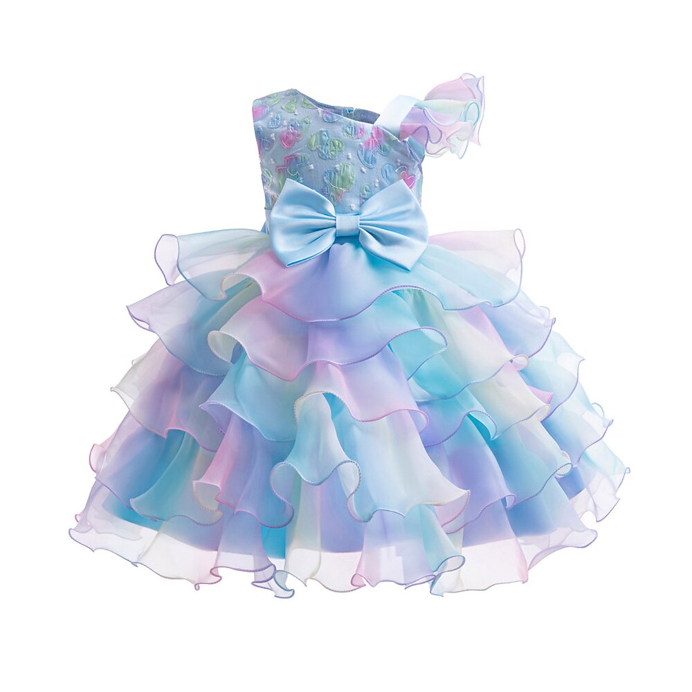 kinderkleidung Mädchen Party Kleid Blume Ärmellos Besondere Anlässe Elegant Prinzessin Polyester abendkleider Sommer Frühling 2-8 Jahre Mehrfarbig Champagner Rosa Lightinthebox