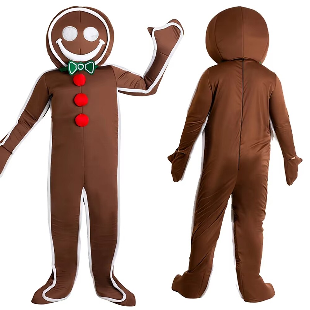 Lebkuchenmann Jumpsuit Cosplay Kostüme Onesies Herren Damen Weihnachten Heiligabend Cosplay-Kostüm Weihnachten Erwachsene Party Weihnachten Kostüm Lightinthebox