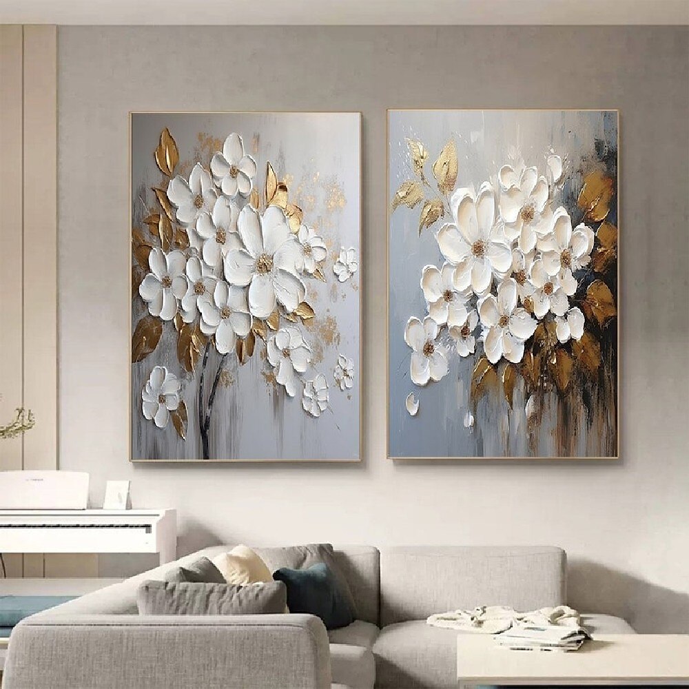 großes abstraktes 3D Blumengemälde handgemachtes Rosenblumen Ölgemälde auf Leinwand Wandkunst minimalistisch florale Kunst individuelle Malerei modernes Wohnzimmer Dekor Geschenk Lightinthebox